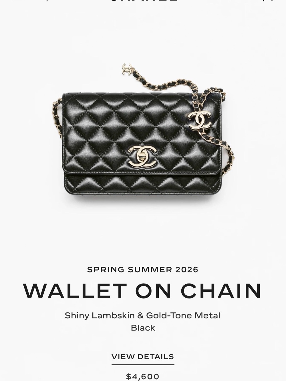 Chanel SPRING SUMMER 2026
WALLET ON CHAIN - Picture 2 of 14